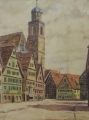 Foto 1: Signiertes Aquarell: Dinkelsbühl - Weinmarkt mit Münster St. Georg, von 1947