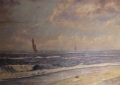 Foto 2: Mühlefeld: maritime Landschaft - Segelboote auf dem Meer, signiertes Öl Gemälde, um 1900