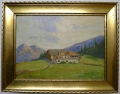 Monogrammist "H.S.": Öl Gemälde - Landschafts-Bild mit Alpen-Hütte, um 1900