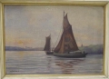 Foto 1: Wilhelm Facklam (1893-1972): Segelboote - Sonnenaufgang am See, Öl Gemälde, datiert 1923