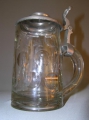 Foto 5: Glas Humpen, um 1900, Zinn-Deckel, Abriß-Glas mit Kugel-Schliff
