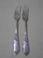 2 x versilberte Vorlege-Gabeln, "NORBLINiS KA BM", um 1900