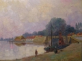 Foto 2: A. Burghardt: Hafen mit Booten, Öl Gemälde, datiert 1923