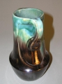 Foto 2: Keramik Jugendstil Vase, Form nach Henry van de Velde, Bürgeler Kunstkeramische Werkstätten, mit Maler-Marke