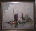 Foto 1: Rudolf Priebe (1889-1964): Boote, signiertes Öl Gemälde, um 1920