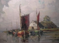 Foto 2: Rudolf Priebe (1889-1964): Boote, signiertes Öl Gemälde, um 1920