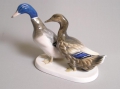 Willy Zügel (1876-1950): Stock-Enten-Paar, signierte Porzellan Plastik, Entwurf 1913, Ausführung Philipp Rosenthal Selb (Bayern) gemarkt, um 1920/39