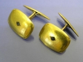 Foto 1: Art Deco Manschetten-Knöpfe, 333er Gold, mit Saphir