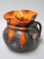 Foto 1: Keramik Jugendstil Vase, Etikett: Yves Marian (Belgien, Crisnée), mit flammenartiger Lauf-Glasur