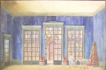 Karl Fischer: Theater-Entwurf zu Schillers "Räuber", signiertes Aquarell, Weimarer Hoftheater-Maler, um 1900