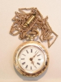 Damen-Uhr mit Kette, um 1900, 585er Gold