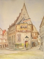 Aquarell: Patrizier-Haus "Brusttuch" in Goslar (Harz), mit Monogramm, 1917 datiert