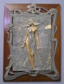 Jugendstil Metall Wand-Relief: Mädchen, um 1910