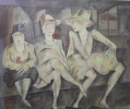 Foto 2: Zaza Tuschmalischvili (1960 *): sitzende Frauen, expressionistisches Gemälde in Mischtechnik, 21. Jahrhundert, Georgien