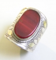 Silber Ring, um 1900, mit rot-braunem Stein