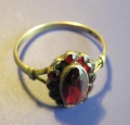 Ring, um 1900, mit Granat-Besatz, 333er Gold