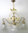 Dreiarmige Jugendstil Decken-Lampe, um 1910