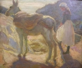 Foto 2: Rudolf Gudden (1863-1935): Mädchen / Zigeunerin mit Esel, signiertes Öl Gemälde, Nachlass Hermann Gudden