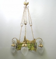 Dreiarmige florale Jugendstil Decken-Lampe, Italien