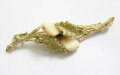 Brosche, um 1900, 585er Gold, mit Grandeln
