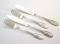 Vierteiliges Menü-Fischbesteck, um 1900, 800er Silber