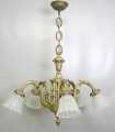 Foto 1: Fünfarmige Neoklassizismus Deckenlampe, vergoldete Bronze