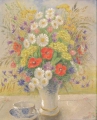 Foto 1: Aquarell: Blumenstilleben, von 1950, Monogramm MT