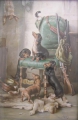 Foto 2: Carl Reichert (1836 Wien -1918 Graz): Tierbild - Dackel in Jägerstube, Öl Gemälde, Signatur Pseudonym J. Hartung