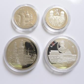 Konvolut Silber Gedenkmünzen, 4 Stadtansichten: München, Hamburg, Zürich, 1997-1998