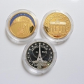 Foto 1: Konvolut Gedenkmünzen, 3 Stück: Europa-ECU / Europa Taler, 1999-2000, Kupfer-Nickel vergoldet / 999er Silber