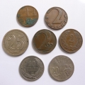 7 x Münzen Tschechoslowakei, Ungarn, Österreich, 2-25 Heller, 2 Groschen, 200 Kronen, von 1894 bis 1936