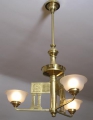 Foto 1: Dreiarmige Jugendstil Lampe, in Messing