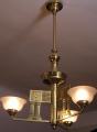 Foto 2: Dreiarmige Jugendstil Lampe, in Messing