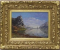 Foto 1: Therese Fuchs: Fjordlandschaft Norwegen, Öl Gemälde, datiert 1849