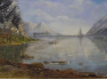 Foto 2: Therese Fuchs: Fjordlandschaft Norwegen, Öl Gemälde, datiert 1849