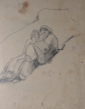 Foto 2: Rudolf Gudden (1863-1935): 5 x Zeichnungen Gemälde-Vorstudien, Wasserträgerinnen / Alpenhornbläser in den Vogesen, Bleistift und Kohle