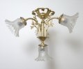 Vierarmige Jugendstil Deckenlampe, Messing