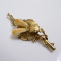 Brosche, um 1900, 585er Gold, mit Grandeln