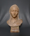 Agathon Léonard (1841-1923): Mädchen-Büste, französische signierte Marmor Skulptur