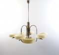 Strenge große Art Deco Deckenlampe, Bauhaus-Stil, Chrom, 7 Leuchten