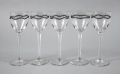 Foto 1: Hans Christiansen (1866-1945): 5er Satz Jugendstil Kelchgläser, Dekor gravierte Welle, um 1900-1904, Theresienthal
