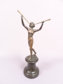 Foto 1: Franz Iffland (1862-1935): orientalischer weiblicher Akt Schalmeien spielend, signierte Jugendstil Bronze Plastik, Berlin, um 1900