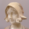 Foto 3: Auguste Henri Carli (1868-1930): Mädchen-Büste, signierte französische Alabaster Skulptur, um 1900