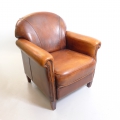 Art Deco Leder Sessel / Fauteuil