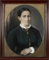 Foto 1: Louis Fritze (1810-1896): Pastell-Zeichnung, Porträt Frau Koch, datiert 1885, original Sammlungsetikett