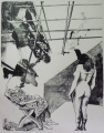 Foto 1: Ulrich Baehr (* 1938): Graphik - Lithographie, Figuren-Komposition, Druck 1990 Taborpresse Berlin