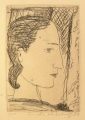 Foto 1: Linde Bischof (* 1945): Graphik - Radierung mit Bleistift, Mädchen-Porträt, datiert 1990