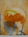 Foto 1: Leiv Warren Donnan (* 1938): Graphik - Farbradierung, Mond-Mensch-Blatt / Früh im Alter, von 1973