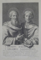 Gerard Edelinck (1640-1707) / nach Jean-Baptiste de Champagne (1631-1681): Graphik - Kupferstich, Heiligendarstellung "Basilius der Große und Gregor von Nazianz"