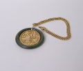 Foto 1: Goldene chinesische Medaillon-Kette, mit Jade, 20. Jahrhundert